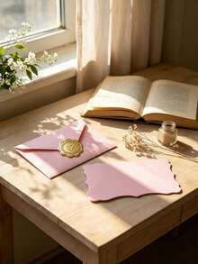 50pcs/24sets Mini Envelopes With Blank Note Cards & Sealing Sticker,Small Self-Adhesive Envelopes For Weddings Small Gatherings Love Letters Holiday Cards Graduation Ceremony,Invitations RSVP Cards,Thanksgiving Halloween Christmas Party.(Pink) - H - View 5