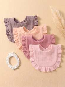 4PCS/8PCS Girls Autumn Cute Candy Color Baby Bibs, Soft Skin-Friendly Princess Baby Drool Bib Set, Suitable For Daily All-Season Use - Multicolor - View 5