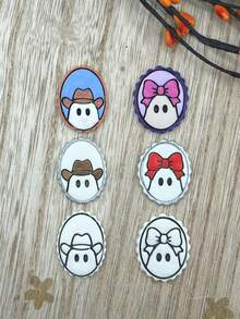Oval Scalloped Ghost Polymer Clay Cutters, Bow Cowboy Hat Embossed Molds, Handmade Dangle Earring Charms, DIY Spooky Jewelry Craft Supplies - White - View 4