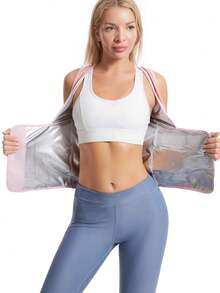 2026 Newest New Year Spring Women's Sweat-Inducing Body Shaping Weight Loss Sweat-Wicking Hook And Loop Waist Cincher Corset With Fixed Breast Fall - Dusty Pink - View 9