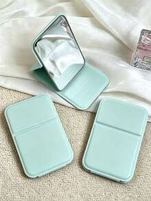 New Minimalist Mini Foldable Portable Makeup Mirror, Pink/Green/White/Black, With Stand Design; Suitable For Travel And Daily Use; Minimalist Style Rectangular Desktop Foldable Makeup Mirror, A Must-Have For Returning To School - Multicolor - View 4