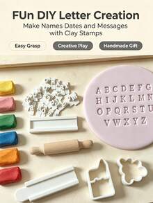 26pcs A-Z Clay Stamp Set, Includes 26 Uppercase Letters, 26 Lowercase Letters, 10 Numbers, Suitable For DIY Handicrafts, Clay Art Letter Creation, Scrapbooking, Greeting Card Making - Multicolor - View 10