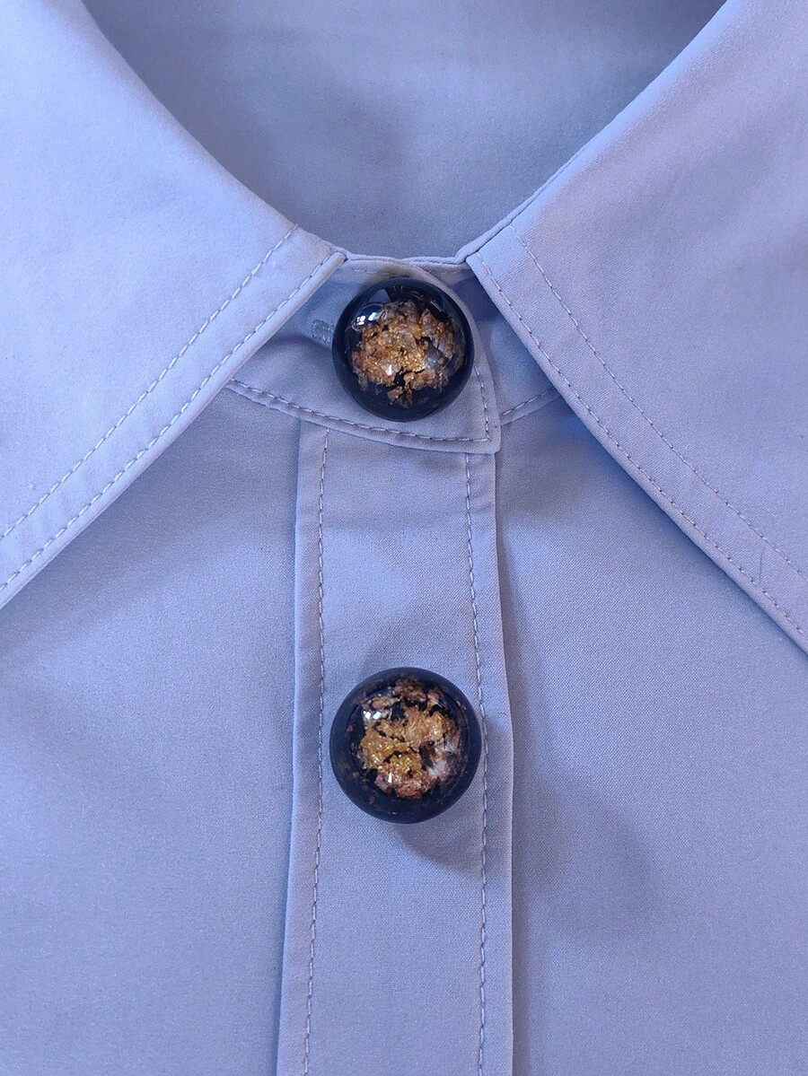 1 buah/2 buah Penutup Kancing Resin Bulat Elegan Berlapis Emas, Penutup Kancing Kemeja Jepit, Penutup Kancing Manset Kristal Modis - MultiWarna - View 1
