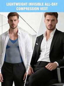 2pcs Compression Shaping Vest, Sleeveless Slim Fit Body Shaper, Abdominal Shaping, Male Breast Compression Vest, Tight Underwear - Multicolor - View 8