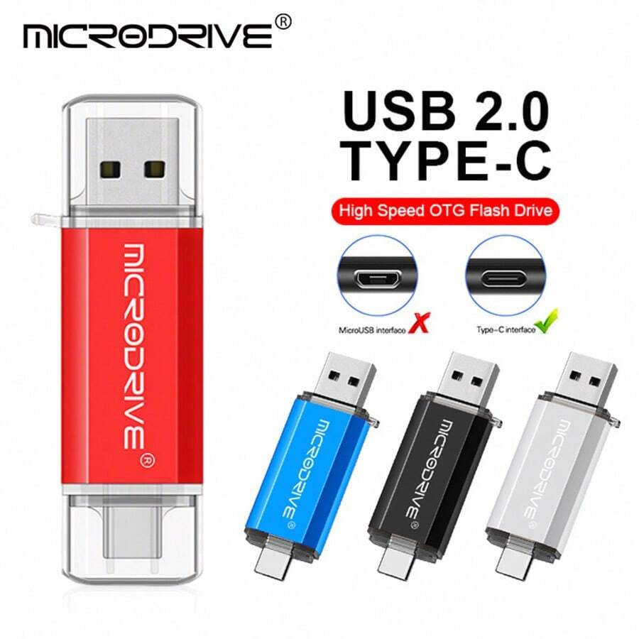 Microdrive 2-in-1 OTG 快閃記憶卡 USB 2.0 Type-C 雙介面 USB 隨身碟 高速隨身碟 適用於智慧型手機、筆記型電腦、PC - 查看 1
