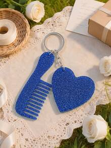 1pc Customized Laser Engraved Personalized Valentine's Day Heart Small Mirror Small Comb Decorative Keychain, Motel Keychain, Vintage Hotel Keychain, Women's Customized Name Car Keychain, Cute Bridesmaid Proposal Gift Keychain - Multicolor - View 17