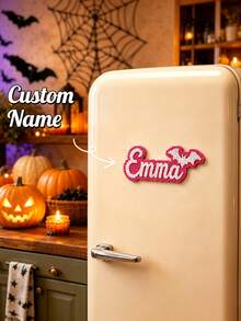 Halloween Personalized Name/Letter Fridge Magnet - Customizable Name Magnetic Sticker, Melted Bead Storage Sticker, Cute Bat Shape, Pixel Beads Style Durable Home & Kitchen Decor, Ideal Halloween Gift, Unique Home & Kitchen Decor Gift, Suitable For Boyfriend/Girlfriend, College Classmates, Couples, Unique Party Gift - Multicolor - View 11