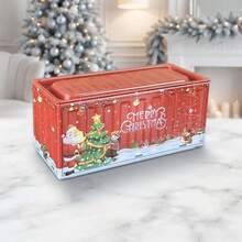 1pc Christmas Metal Tin Container, Aesthetic Industrial Holiday Storage Box For Stationery & Jewelry, Decorative Mini Desk Organizer, Festive Home Gift Box (115x50x55mm) - Multicolor - View 8