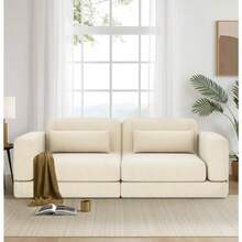 Owii Sofá Cama Doble 180cm con Espuma Viscoelástica - Sofá Modular Convertible 2 Plazas, Diseño Compacto para Salón - Beis - Ver 3