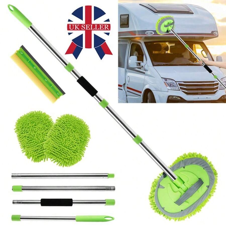 156cm Car Wash Mop Extendable Long Handle Cleaning Brush For Car Van Caravan Kit - A - View 1