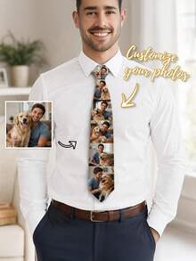 1pc Personalized Custom Photo Men Necktie,Custom Image Printed Formal Tie,Keepsake Gift For Dad Husband Groom,Wedding Business Daily Outfit Accessory - Multicolor - View 5