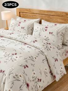 2/3pcs Floral Pattern Bedding Set, Soft Microfiber Bedding Set, Easy Care, Breathable, Wrinkle-Resistant, Luxury Hotel Style, Gift For Parents & Friends, Duvet Cover*1, Pillow Case*1/2, Available In Oversized, Queen, Full, Twin Sizes, Dorm Bedding, Back To School - Multicolor - View 2