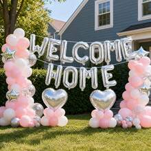 Gold Black Silver WELCOME_HOME Letter Banner Heart Balloon Welcome Home Foil Letter Balloon Banner Decoration - Multicolor - View 7
