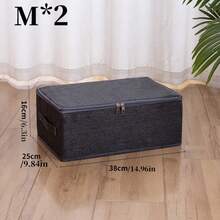 Foldable Linen Texture Fabric Storage Box With Zipper Lid, Dustproof Collapsible Clothes Organizer Bin With Reinforced Handle, Stackable Closet Storage Container For Garments, Bedding & Household Sundries - Grey - View 14