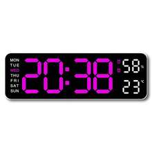 USB Powered 9 Inch Large Digital Wall Clock Temperature Humidity Week Display 4 Level Manual Brightness Adjustment Auto Dimmable Snooze Table Clock 12/24H Electronic LED Alarm Clock ---Without Battery And Plug - one-size - View 18