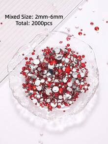 2mm-3mm-4mm-5mm-6mm Mixed Size 1440 Pieces/2000 Pieces/Pack Resin Rhinestone Color Non Heat Fixed Flat Back Adhesive Flash Foaming Rhinestone Jelly Beads For Mugs, Bottles, Rollers, Phone Cases, Handmade DIY Jewelry Accessories - Mixed Size - View 16