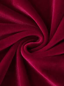 Gaun Pesta Kasual Wanita Warna Polos dengan Bahu Terbuka dan Detail Kerut - Merah - View 7