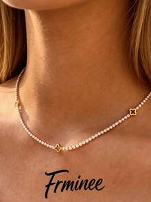 Frminee 1pc Women's 18K Gold Plated Stainless Steel Necklace Choker, Vintage Bohemian Style Delicate 18K Gold Plated Stackable Necklace, Fashionable Layerable Daily Charm Jewelry - Multicolor 3 - View 1
