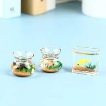 Exquisite Mini Dollhouse Fish Tank - 1:12 Dollhouse Mini Fish Tank Realistic Aquarium Home Decor, Dollhouse Accessories, Perfect For Garden Decoration And Desktop Display, Ideal Gift - Black Fish Square Fish Tank - View 4