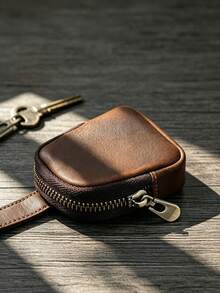 Leather Key Pouch With Carabiner, Mini Zipper Coin Purse, Portable Small Storage Bag For Keys, Cash And Cards, Halloween, Christmas, Back To School Must Have - Multicolor - View 5