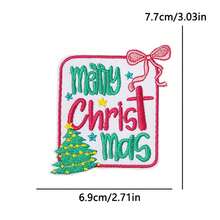 1 Pc Western Country Christmas Embroidered Iron On Patch, Cowboy Rodeo Santa Xmas Tree Cactus Pink Truck Car Bow Applique, Sew On Decor Patch For Denim Jacket Jeans Backpack Hat, Festive Holiday DIY Clothing Craft Gift - Multicolor - View 30