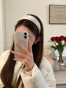 1pc Fashionable High-End Wide Satin Headband, Simple Stylish Headband, Women's Accessory, Hair Tie, Hair Accessory Suitable For Gift Giving - Multicolor - View 5