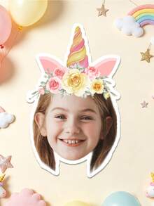 UNICCUT 24/48pcs Customized Unicorn Party Headbands With Photo Stickers, Personalized Face Photo Label Stickers, Birthday Party Decoration, Self-Adhesive - Multicolor - View 18