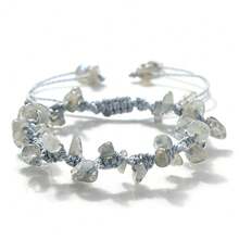 1Pc Boho Handmade Natural Crushed Crystal Bracelet Adjustable Summer Beach Dainty Stackable Bangle Wristband Jewelry Gift For Women - Multicolor - View 16