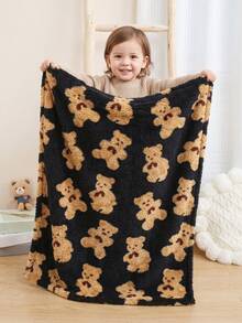 momscare 1pc Baby Blanket With Bear Pattern, Suitable For Daily Use, Blanket Towel, Autumn/Winter Style, Perfect For Travel - Multicolor - View 6