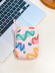 Cute Printed Hard Shell Electronic Organizer Case, Portable Travel Cable Storage Bag, Zipper Pouch For Charger, Earbuds, Power Bank, USB Cord, Small Digital Accessories - Multicolor - View 10