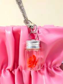 Mini Glass Bottle Keychain DIY Transparent Glass Message Bottle With Metal Key Ring, Bag Charm, Gift - Multicolor - View 6