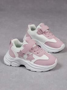 1 Pair All-Season Fashion Casual All-Match Versatile Comfortable Soft Sole Lightweight Lace-Up Flat Sneakers Mesh Breathable Back To School - Pink - View 5