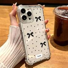 Funda de teléfono minimalista con diseño de lunares rosas y lazo cruzado, a prueba de golpes, esencial de verano apta para uso diario, compatible con Apple 17 17 Pro 17 Pro Max - Multicolor - Ver 3