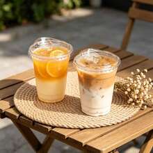 1/10/20/30/40/50/100pcs Clear Cups With Direct Drinking Lids, Transparent Design, Suitable For Coffee, Smoothies, Soda, Party Drinks, Bubble Tea And Iced Drinks, Party Beverage Clear Cups, Lid Function - Clear - View 3