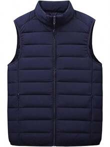 Chaleco cálido de Invierno para Hombre Chaleco Aislante para Hombre, Chaqueta Ligera con Cuello Alto, Chaleco cálido sin Costuras para Senderismo, Viajes, Correr, 4 Colores Lavar a Maquina - Albaricoque - Ver 1