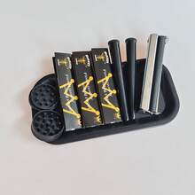 Matte Black Tray Metal Rolling Machine Portable Rolling Set, Metal Manual Rolling Machine + Storage Tube + Grinder + Rolling Paper + Tray Full Set Smoking Accessories, Smoking Hand Rolling Accessories Tool Set! Holiday Gift! Valentine's Day Gift! - View 7