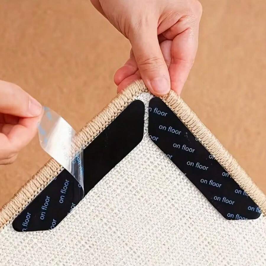 12pcs Trapezoid Carpet Non-Slip Pads, Home Sofa Horizontal Anti-Slip Mats, Floor Mat Non-Slip Fixing Stickers, Durable And Washable
