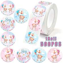 500PCS (1 Roll) Gender Reveal Stickers, Shower Party Decoration Stickers, Party Stickers, Gift Bag Sealing Stickers, Party Decoration, Home Decor, Gift Boy Stickers, Girl Stickers - Multicolor - View 8