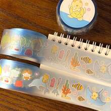 42cm/Loop Cute Oceanarium Marine Animal Die Cut Dispensing Sticker DIY Deco Card Journal Scrapbooking Photo Card Phone Case Collage Supply - Black - View 2