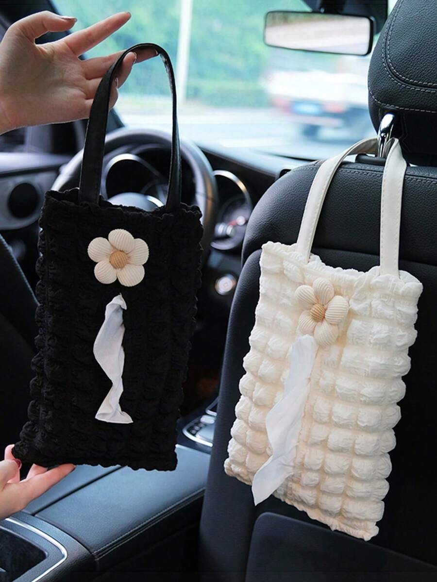 1pc Car Hanging Multi-Function Tissue Bag, Suitable For Front And Rear Seats, Can Be Used As A Tissue Box.