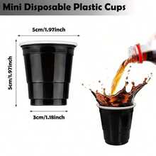20pcs 2oz Small Cups - Mini 2oz Party Cups, Black Small Cups, Easter Wine Cups, Mini Liquor Cups, For Parties, Birthday Parties, Neon Cups, Beer Tasting, Snack Sample Tasting, Reusable - Black - View 2