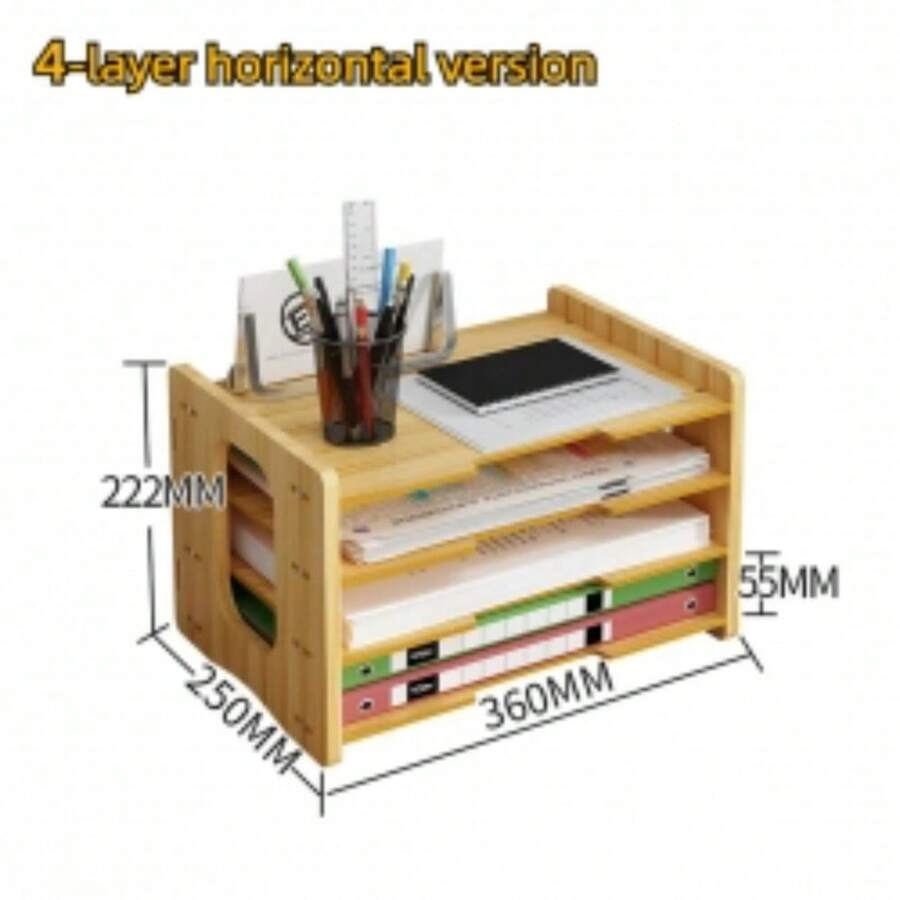Office Desk File Cabinet Multi-Layer Density Board Desktop Storage Box Organizer - RMG0069-h4 - View 1