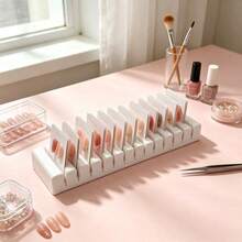 1pc Minimalist Rectangular Fake Nail Storage Rack, Multi-Slot Nail Art Display Board Support Base, Wedding Photo Card Storage Base, Nail Color Card Display Rack, Suitable For Salon - Multicolor - View 3