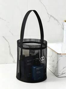 1pc Mesh Breathable Hanging Toiletry Bag, Large Capacity Handheld Bath Storage Bag, Dry & Wet Separation, Vacation Essential, Makeup Bag, School Season, Bathroom Storage, Suitable For Shower, Beach, Swimming And Gym - Multicolor - View 6