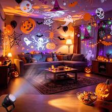 1PC Halloween Rotating Pattern Projection Light, USB Powered Halloween Atmosphere Spotlight, Pumpkin Bat Skull Dynamic Projection Light, Indoor Halloween Decorative Light, Adjustable Angle, 20 Patterns, Used For Rooms, Living Rooms, Bedrooms, Gifts - Black - View 11