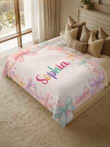 1pc Customized Name Blanket, Personalized Name Blanket, Suitable For Bed, Living Room Sofa, Outdoor Beach Camping Pet, Personalized Home/Pet/Couple Bed Blanket, Personalized Christmas Gift, Home Gift, Birthday Gift, Gift For Friends, Gift For Her, Gift For Son/Daughter - Style 1 - View 3