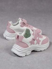 1 Pair All-Season Fashion Casual All-Match Versatile Comfortable Soft Sole Lightweight Lace-Up Flat Sneakers Mesh Breathable Back To School - Pink - View 4