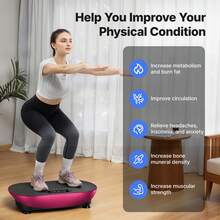 MERACH Vibration Plate Exercise Machine, Vibrating Platform For Lymphatic Drainage Weight Loss Muscle Activation, Full Body Home Exercise Equipment With LED Touch Screen Bluetooth Pull Cord - UK Plug(220-240V) - View 6