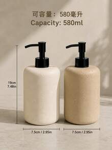 1pc Press-Type Soap Dispenser, Modern Wabi-Sabi Design, Rounded Bottle With Black Spotted Texture Pump Head, Suitable For Bathroom Hand Soap Or Body Wash - Black Pump Head - View 3