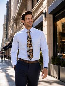 1pc Personalized Custom Photo Men Necktie,Custom Image Printed Formal Tie,Keepsake Gift For Dad Husband Groom,Wedding Business Daily Outfit Accessory - Multicolor - View 6